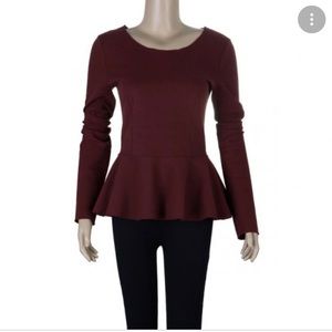 Holy Renfrew Burgundy Peplum sweater, size XS